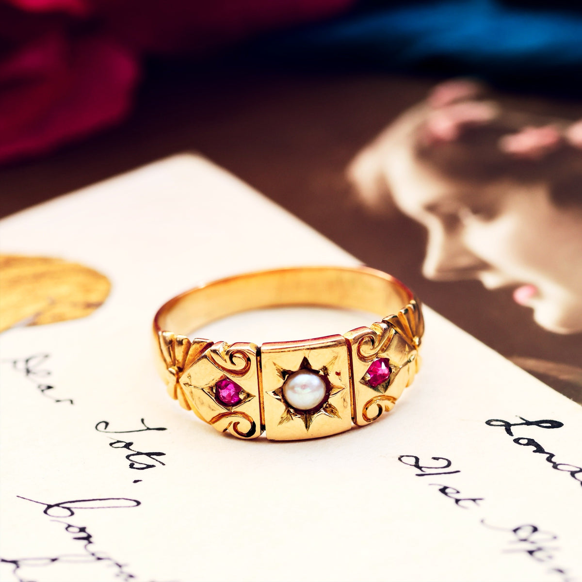 Antique Victorian Ruby & Pearl Ring