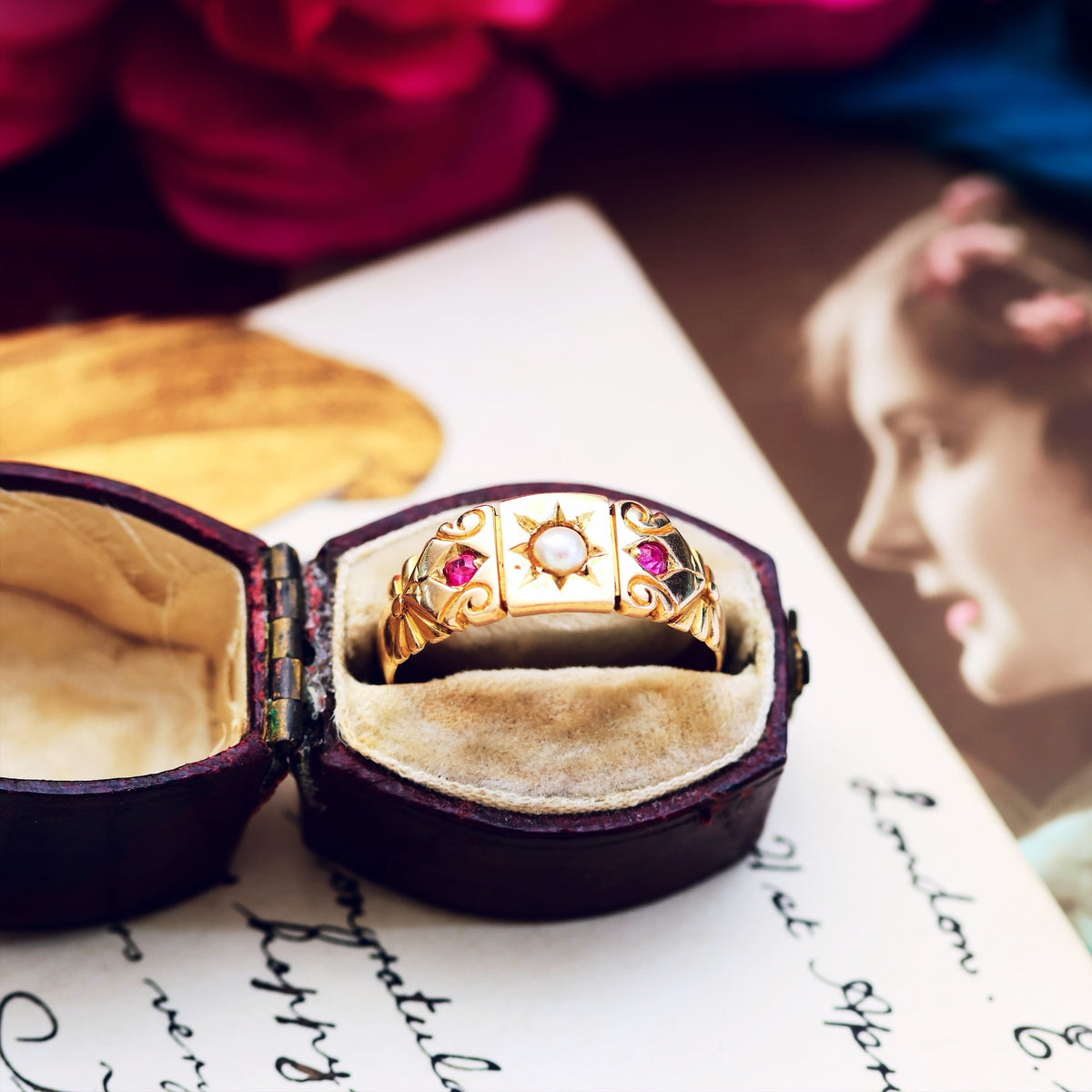 Antique Victorian Ruby & Pearl Ring