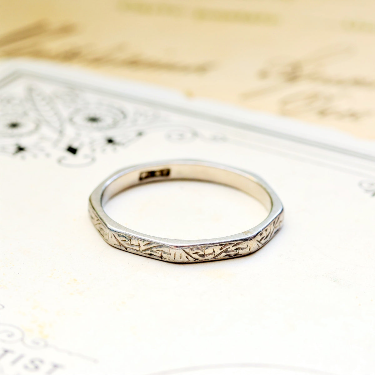 Vintage Size 'N' or '6.75' Platinum Wedding Band