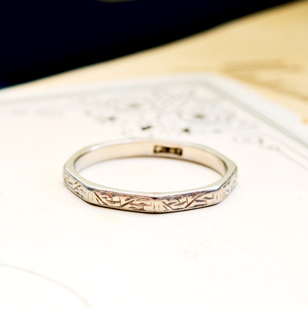 Vintage Size 'N' or '6.75' Platinum Wedding Band