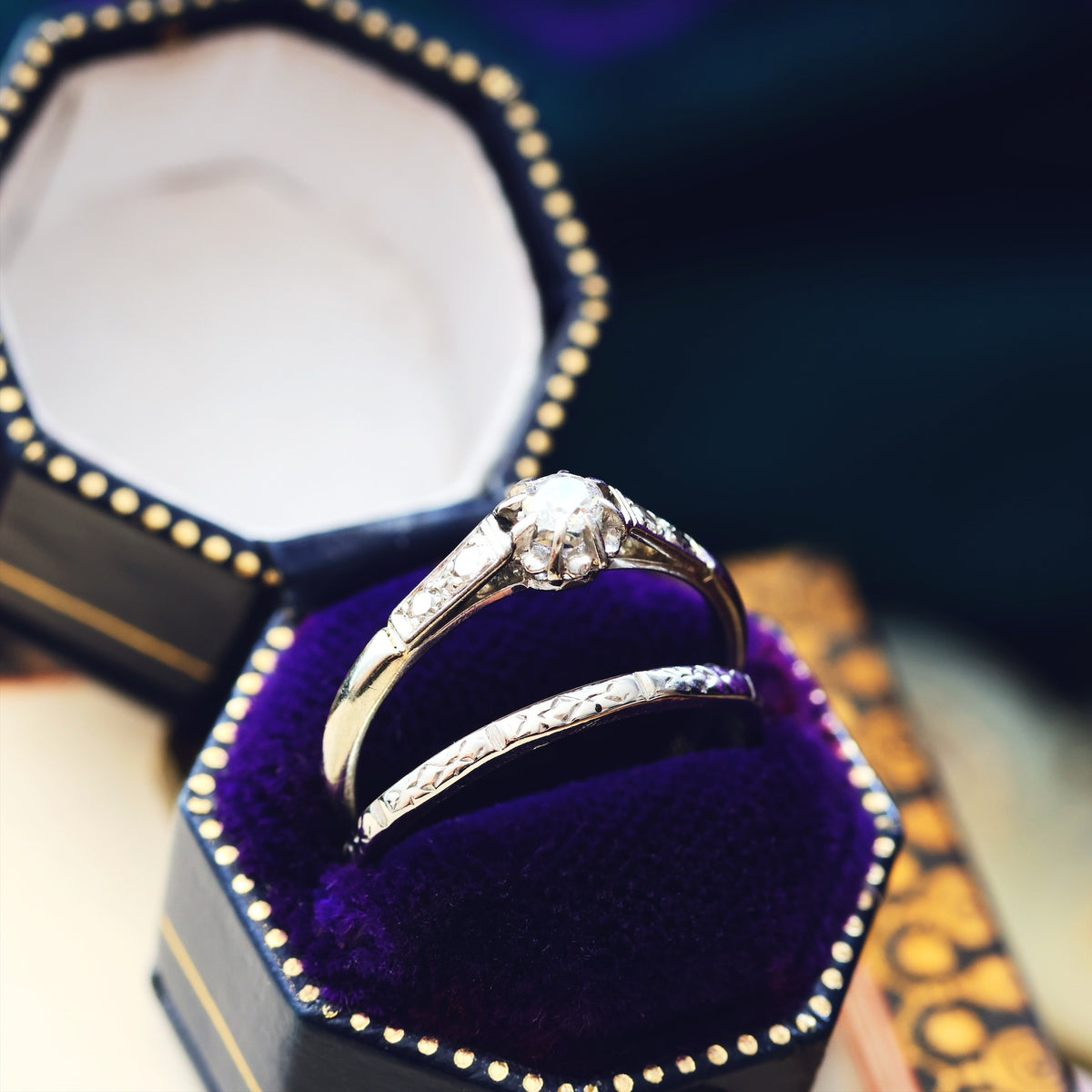 Vintage Size M Hand Engraved Platinum Wedding Ring