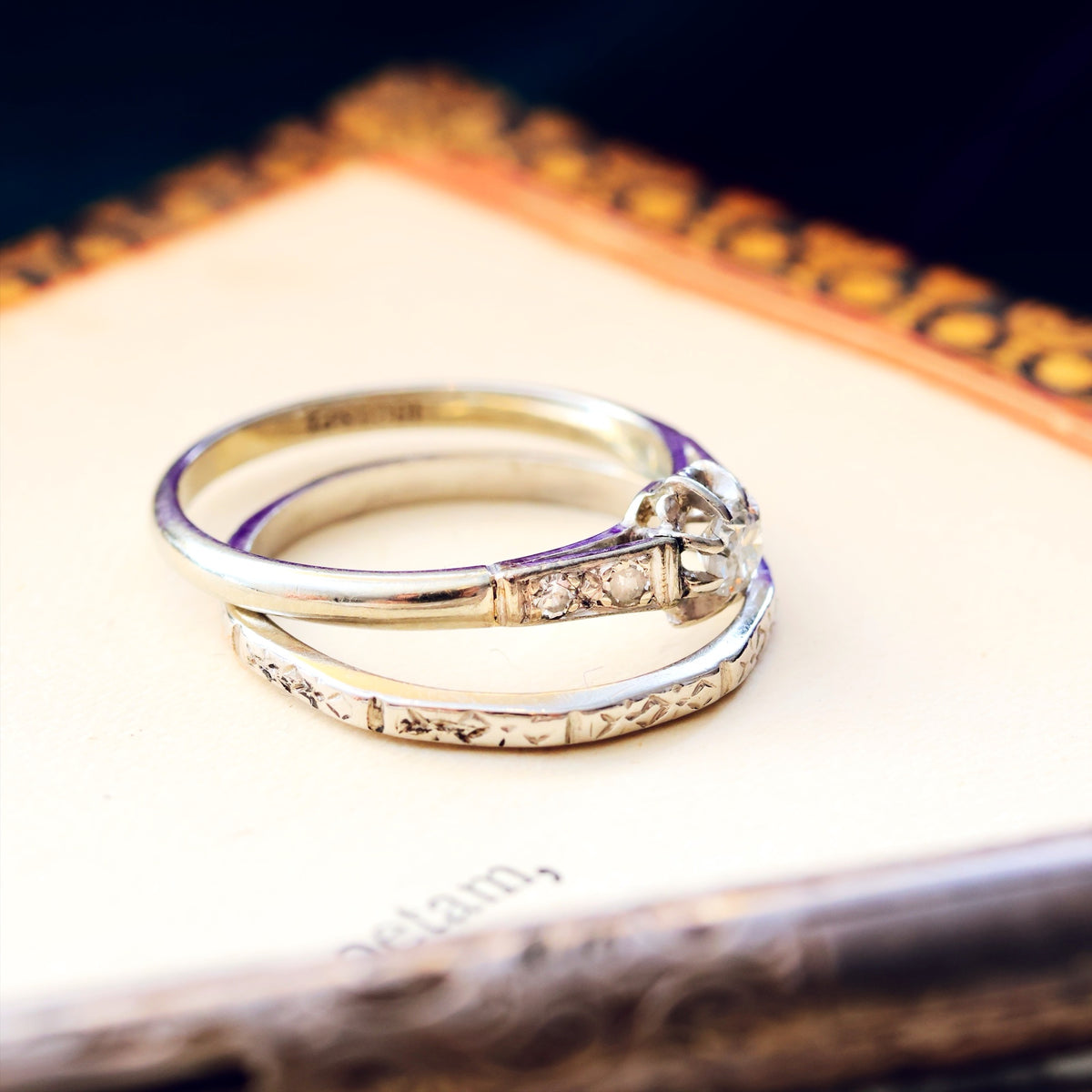 Vintage Size M Hand Engraved Platinum Wedding Ring