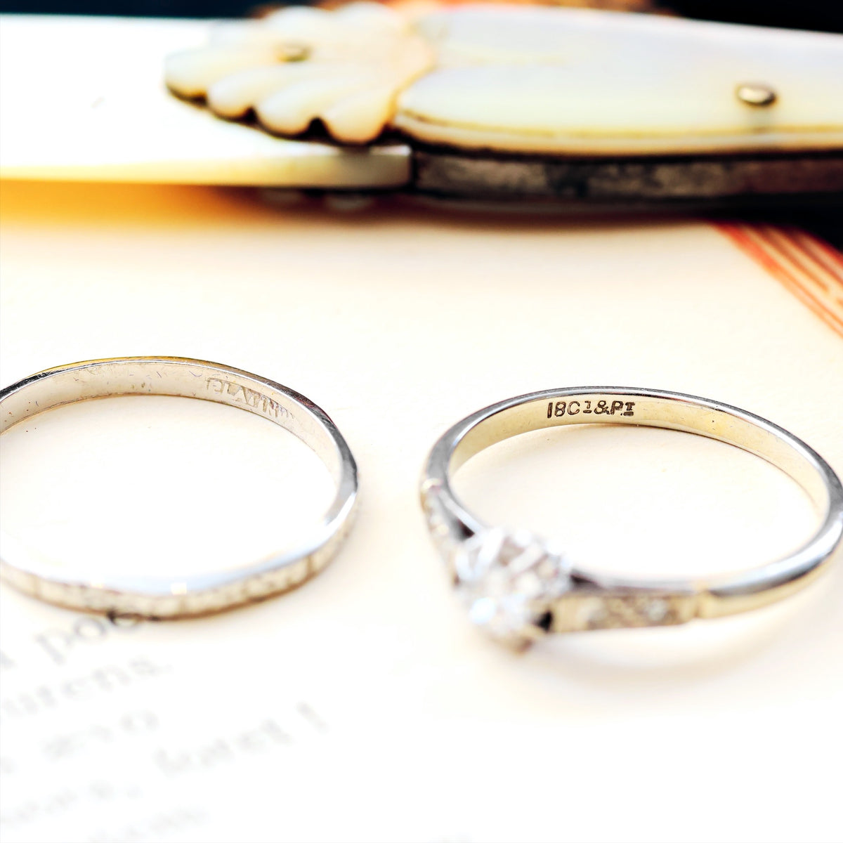 Vintage Size M Hand Engraved Platinum Wedding Ring