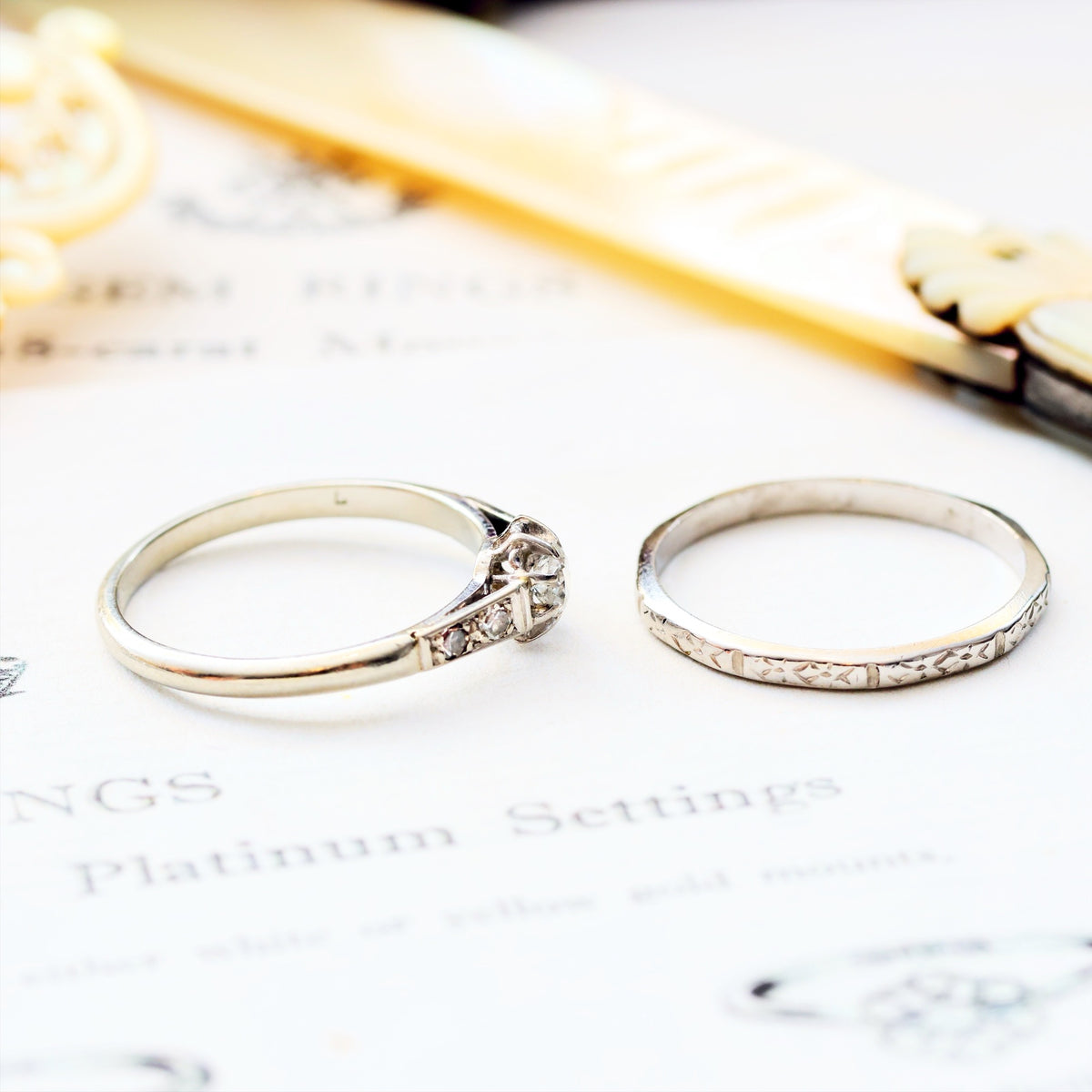 Vintage Size M Hand Engraved Platinum Wedding Ring