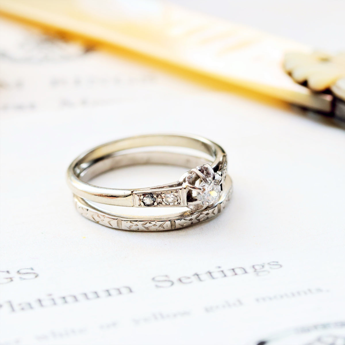 Vintage Size M Hand Engraved Platinum Wedding Ring