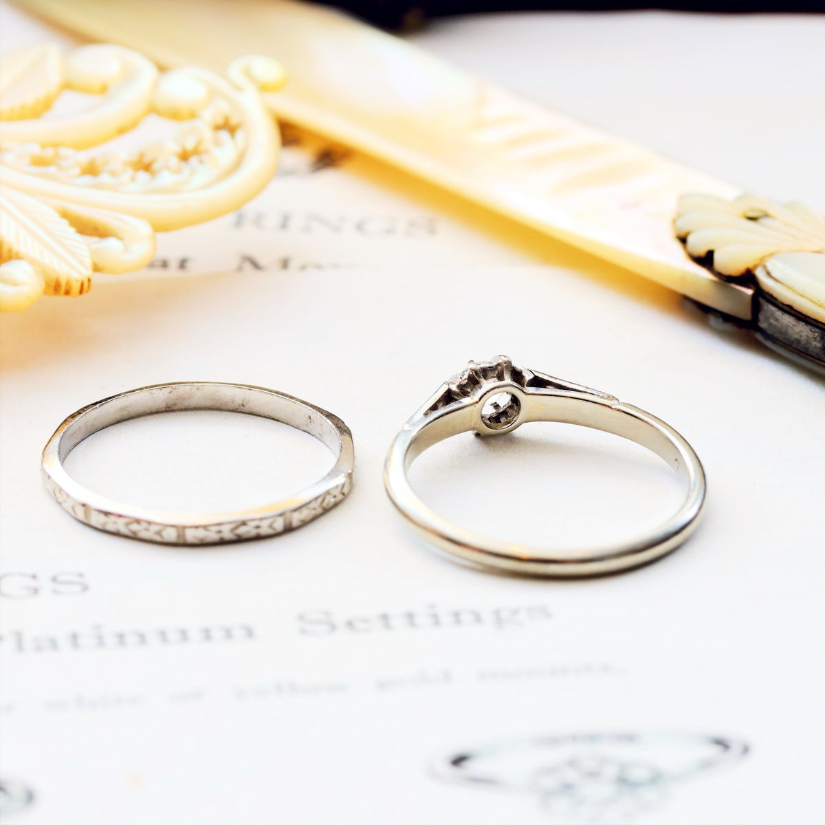 Vintage Size M Hand Engraved Platinum Wedding Ring