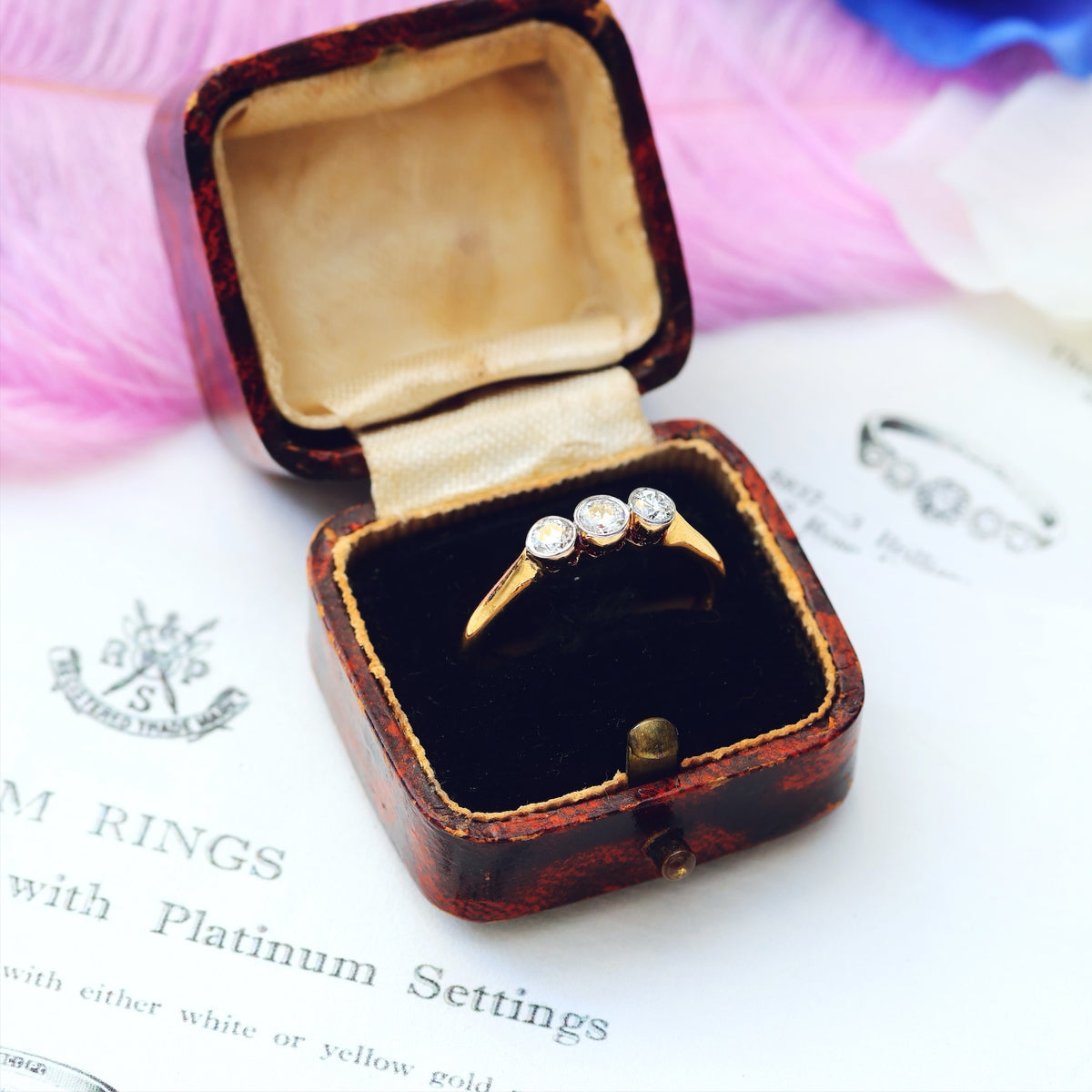 Vintage 1920's Diamond Trilogy Engagement Ring