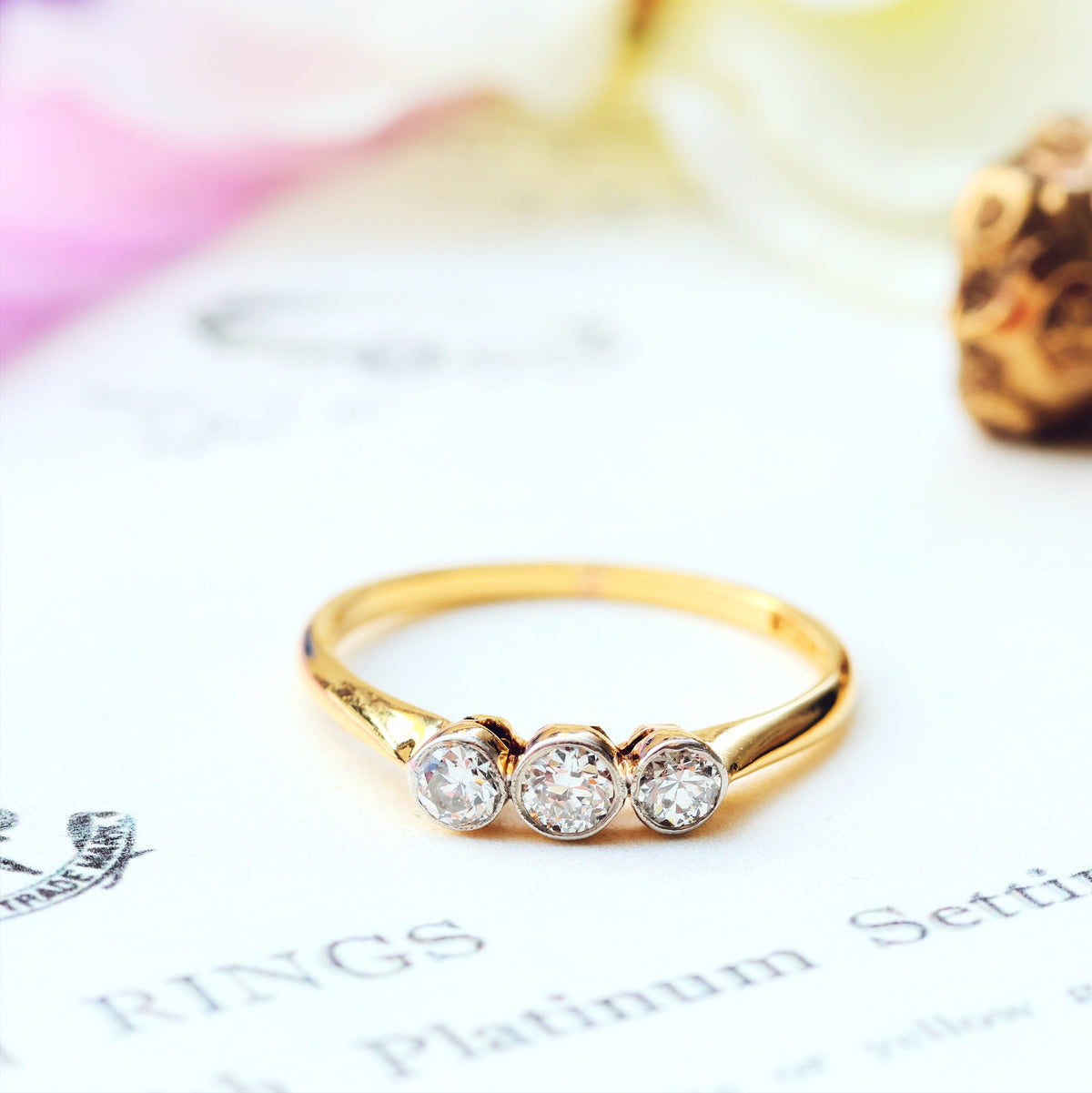 Vintage 1920's Diamond Trilogy Engagement Ring