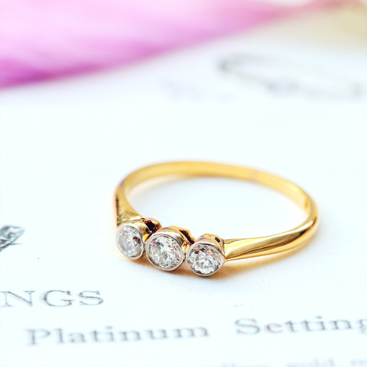 Vintage 1920's Diamond Trilogy Engagement Ring