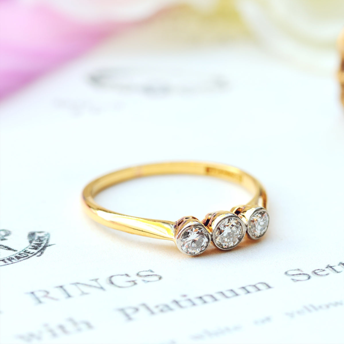 Vintage 1920's Diamond Trilogy Engagement Ring