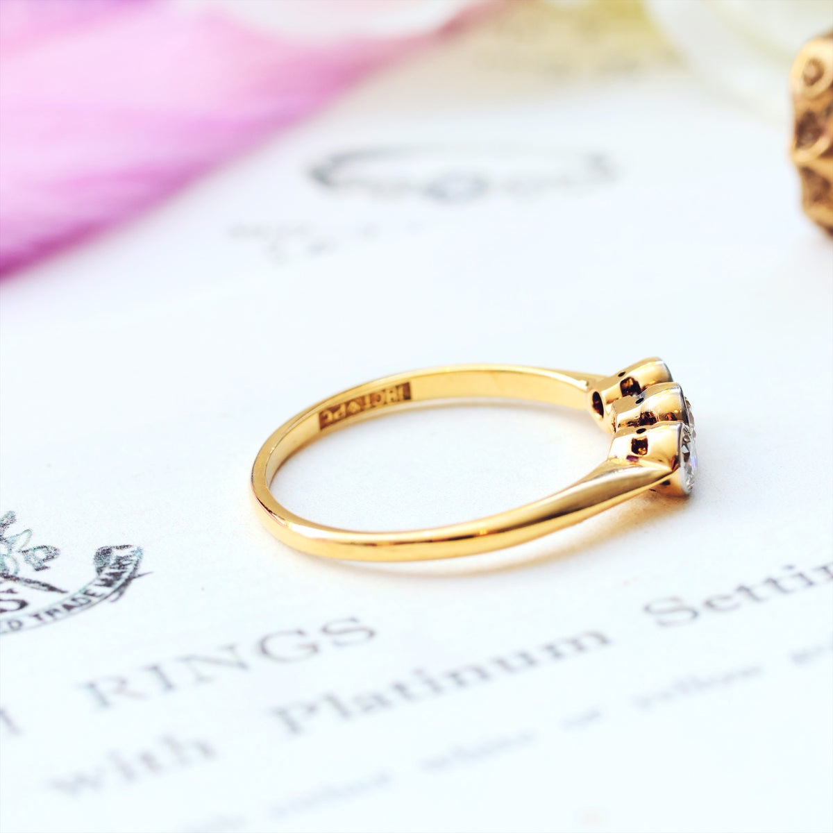 Vintage 1920's Diamond Trilogy Engagement Ring