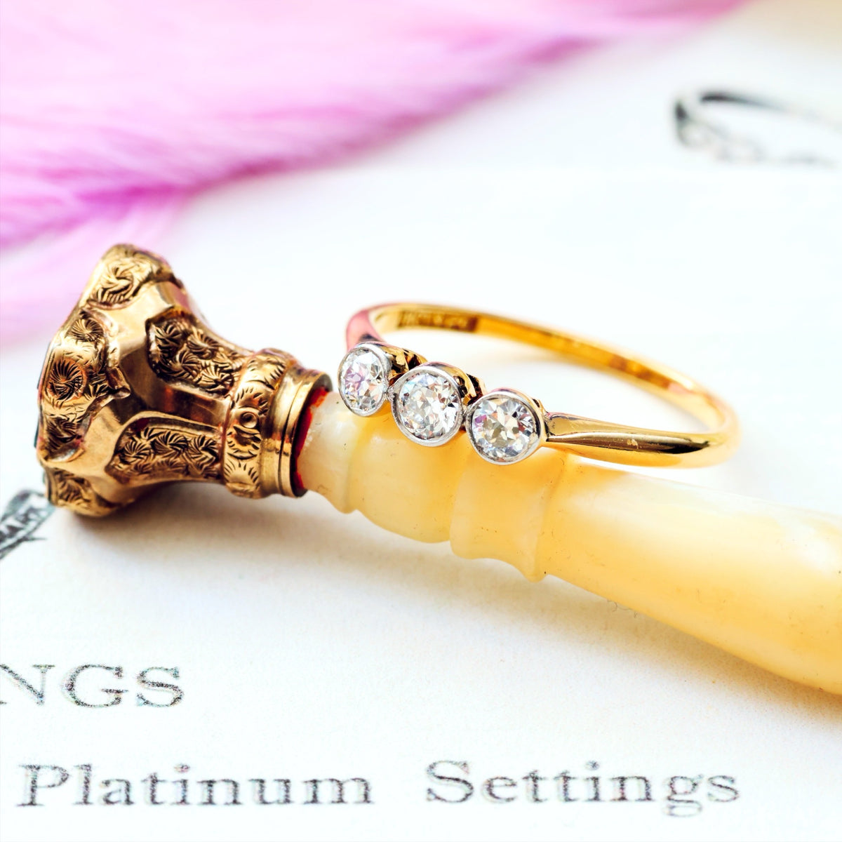 Vintage 1920's Diamond Trilogy Engagement Ring