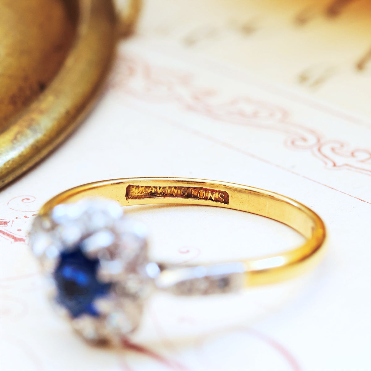 Vintage Flowerette Sapphire & Diamond Cluster Engagement Ring
