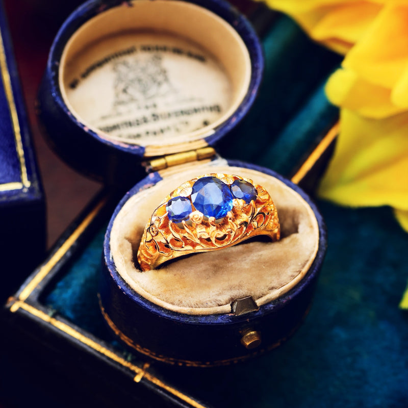 Vintage Filigree Lacework Sapphire Dress Ring