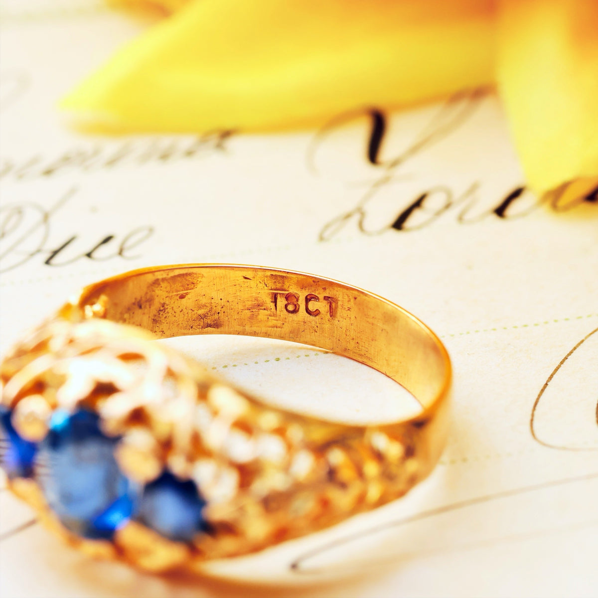 Vintage Filigree Lacework Sapphire Dress Ring