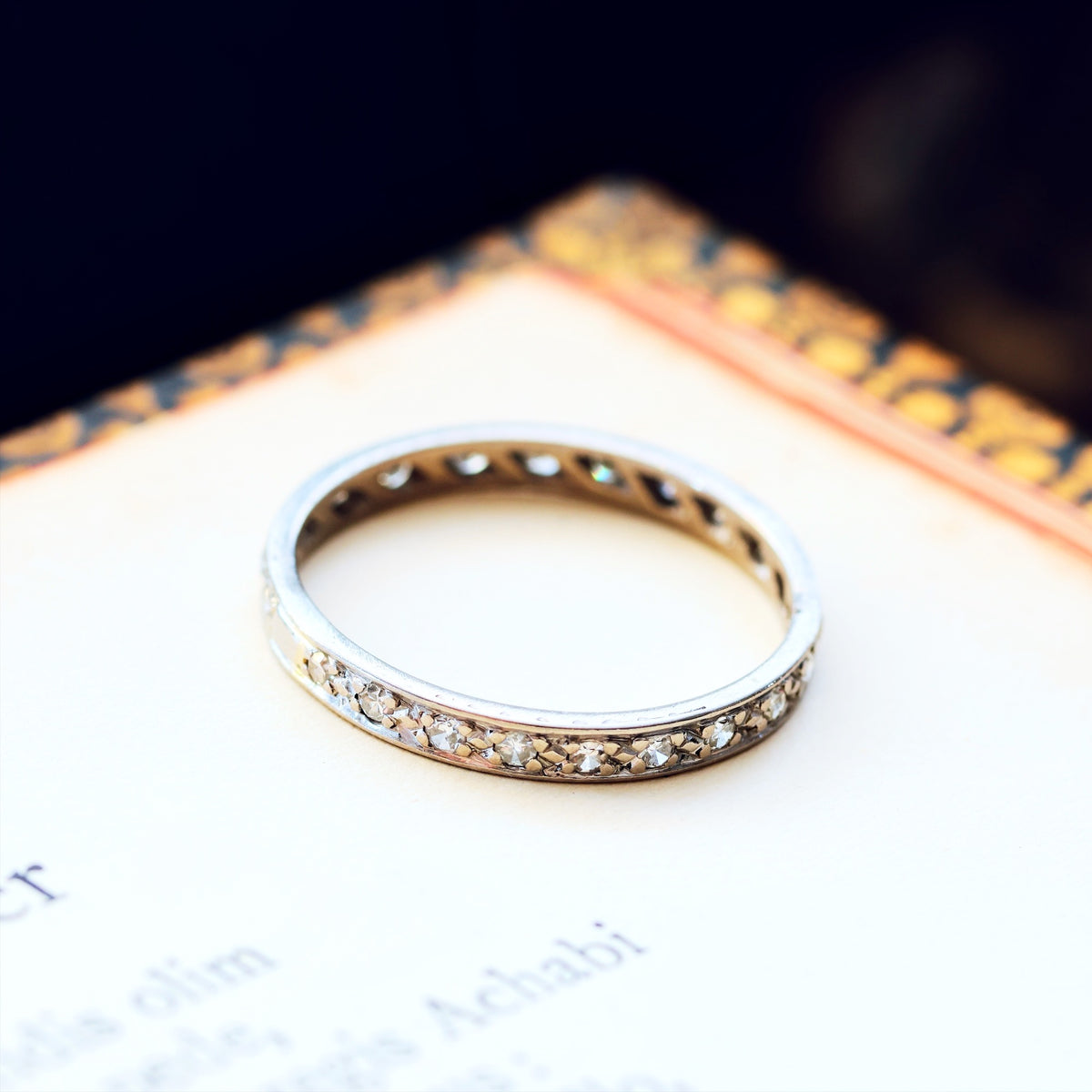 Slim Size 'Q' Vintage Platinum Diamond Eternity Ring