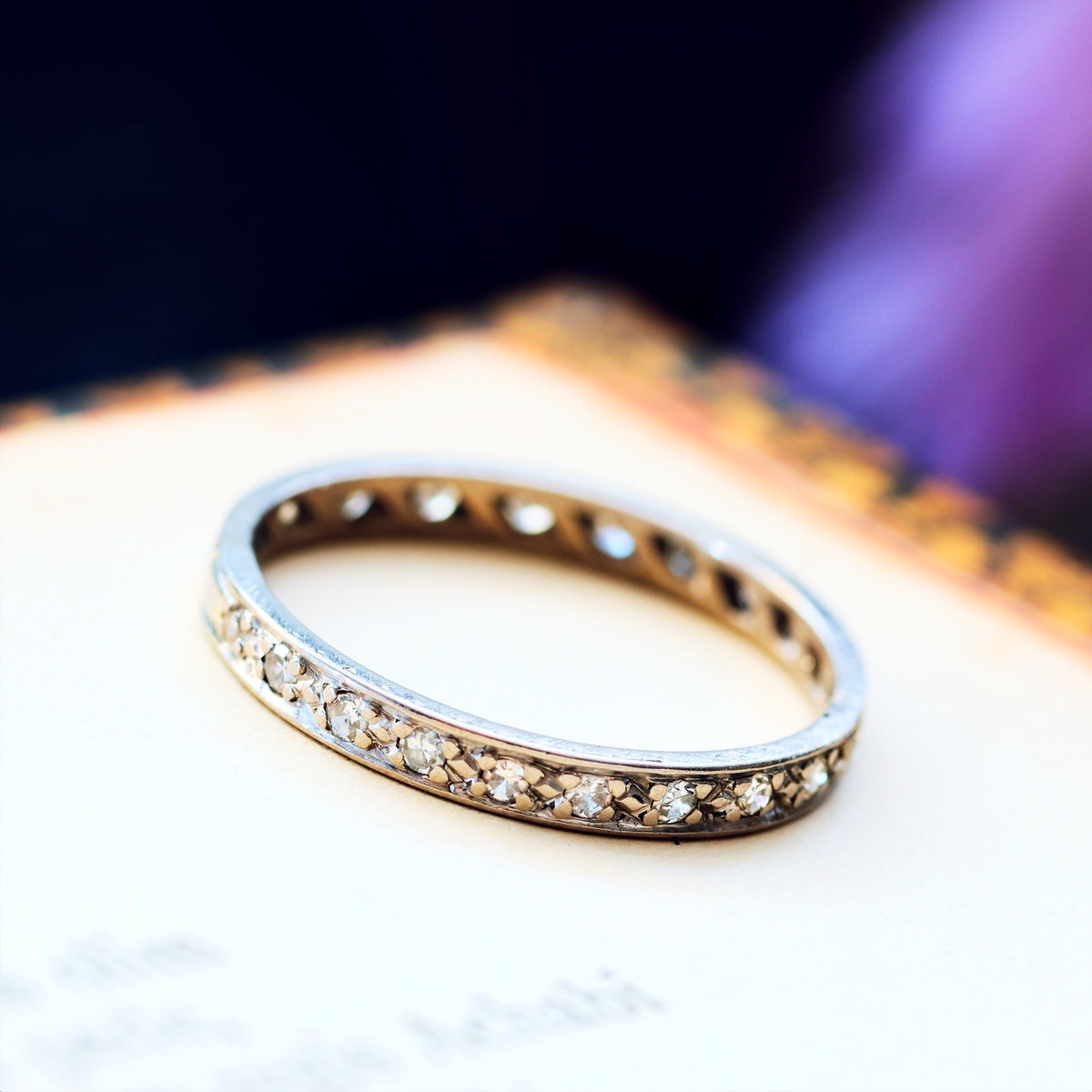 Slim Size 'Q' Vintage Platinum Diamond Eternity Ring