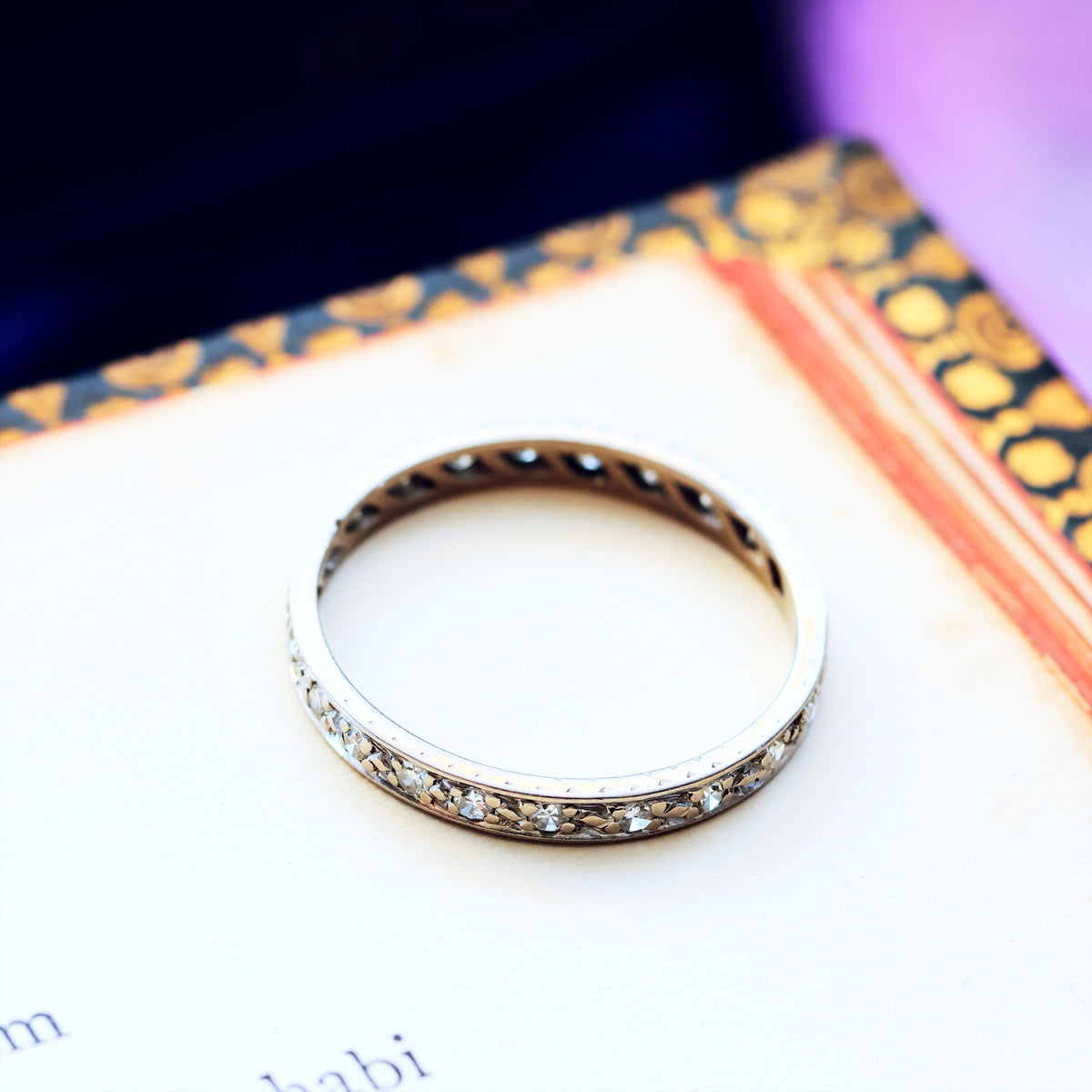 Slim Size 'Q' Vintage Platinum Diamond Eternity Ring