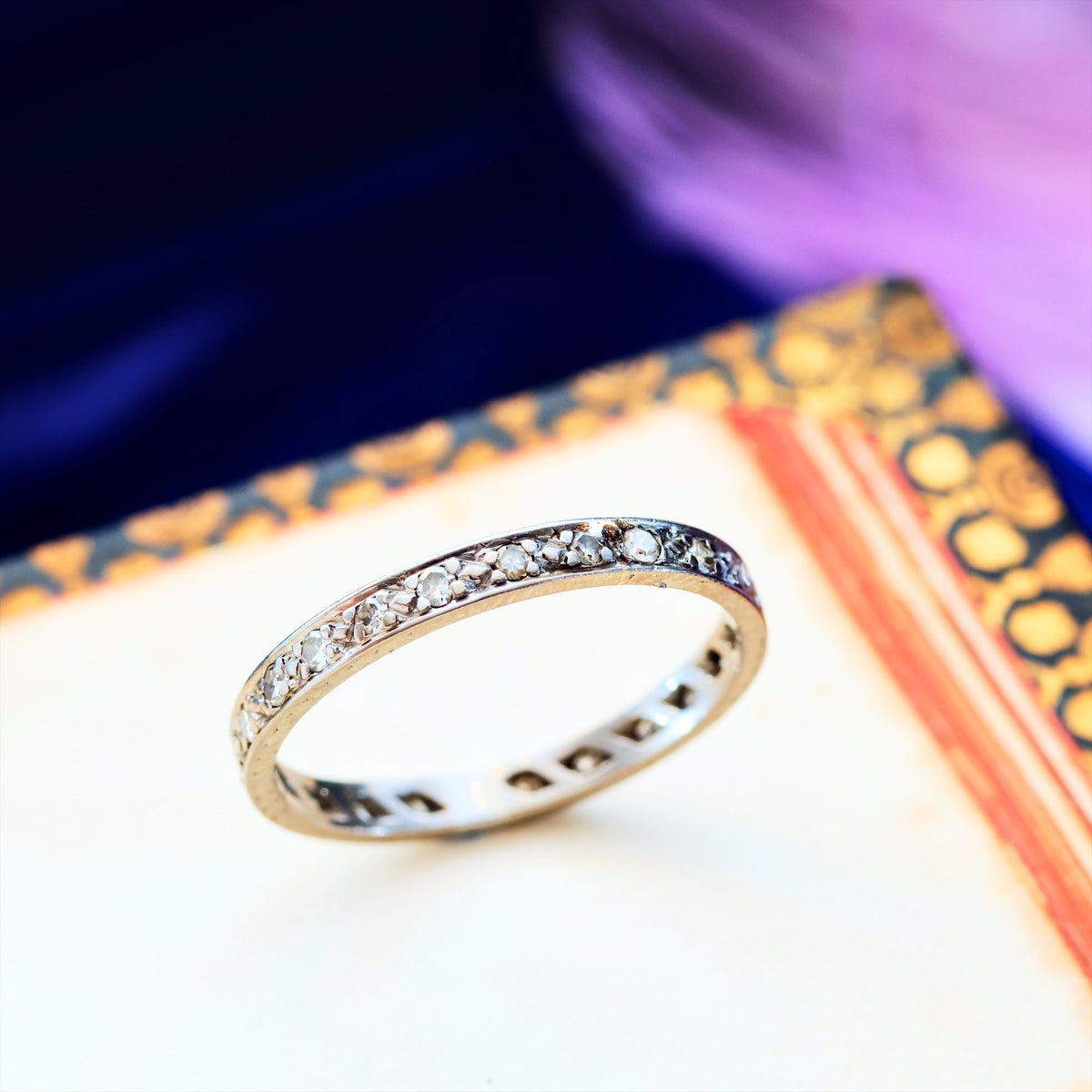 Slim Size 'Q' Vintage Platinum Diamond Eternity Ring