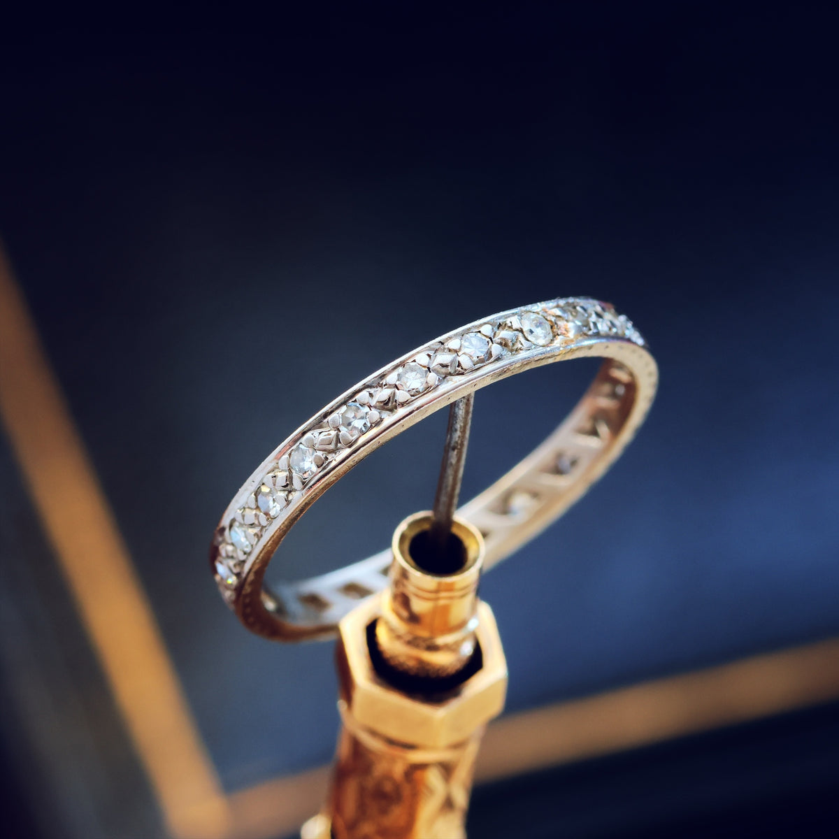 Slim Size 'Q' Vintage Platinum Diamond Eternity Ring