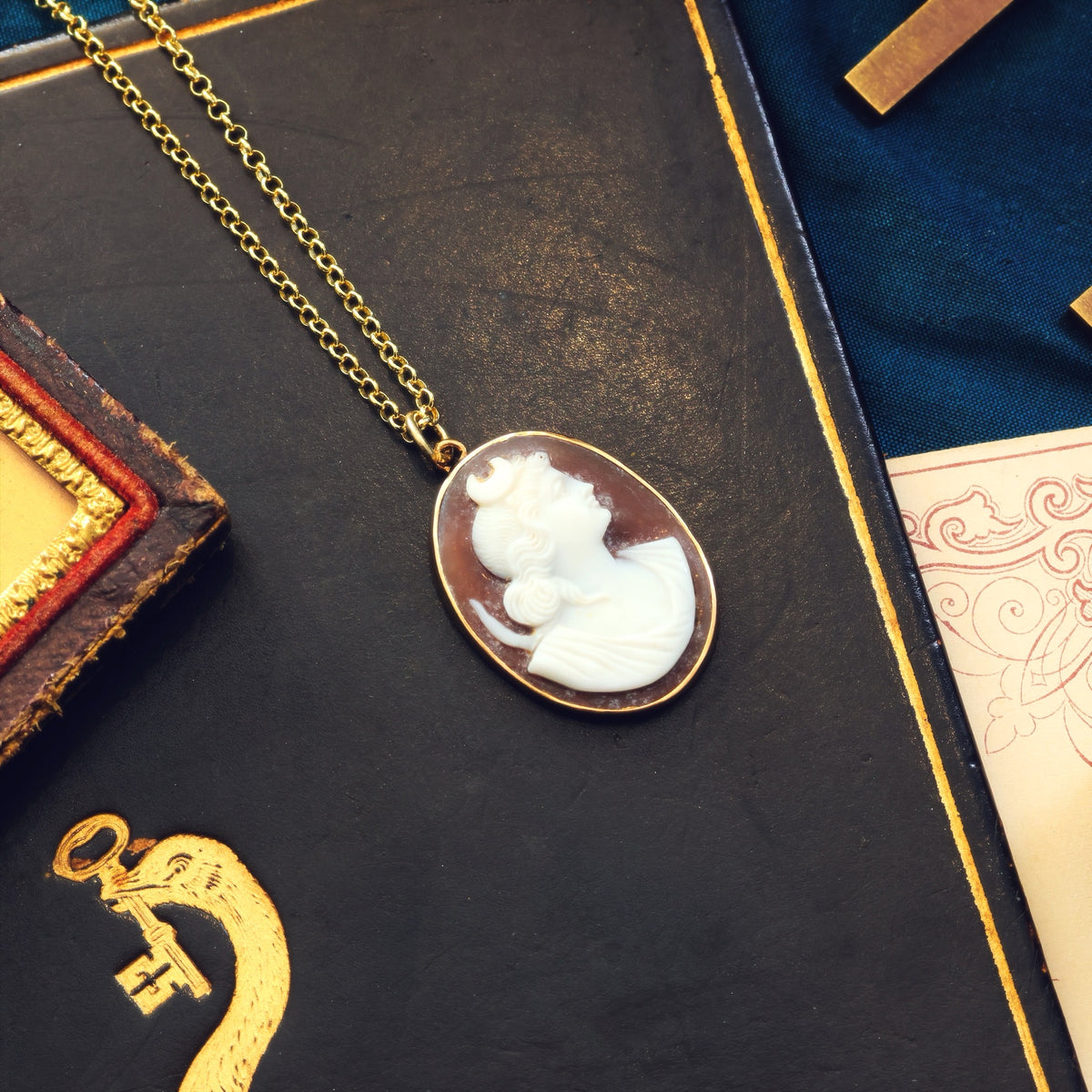 Antique Shell Cameo of Goddess Selene