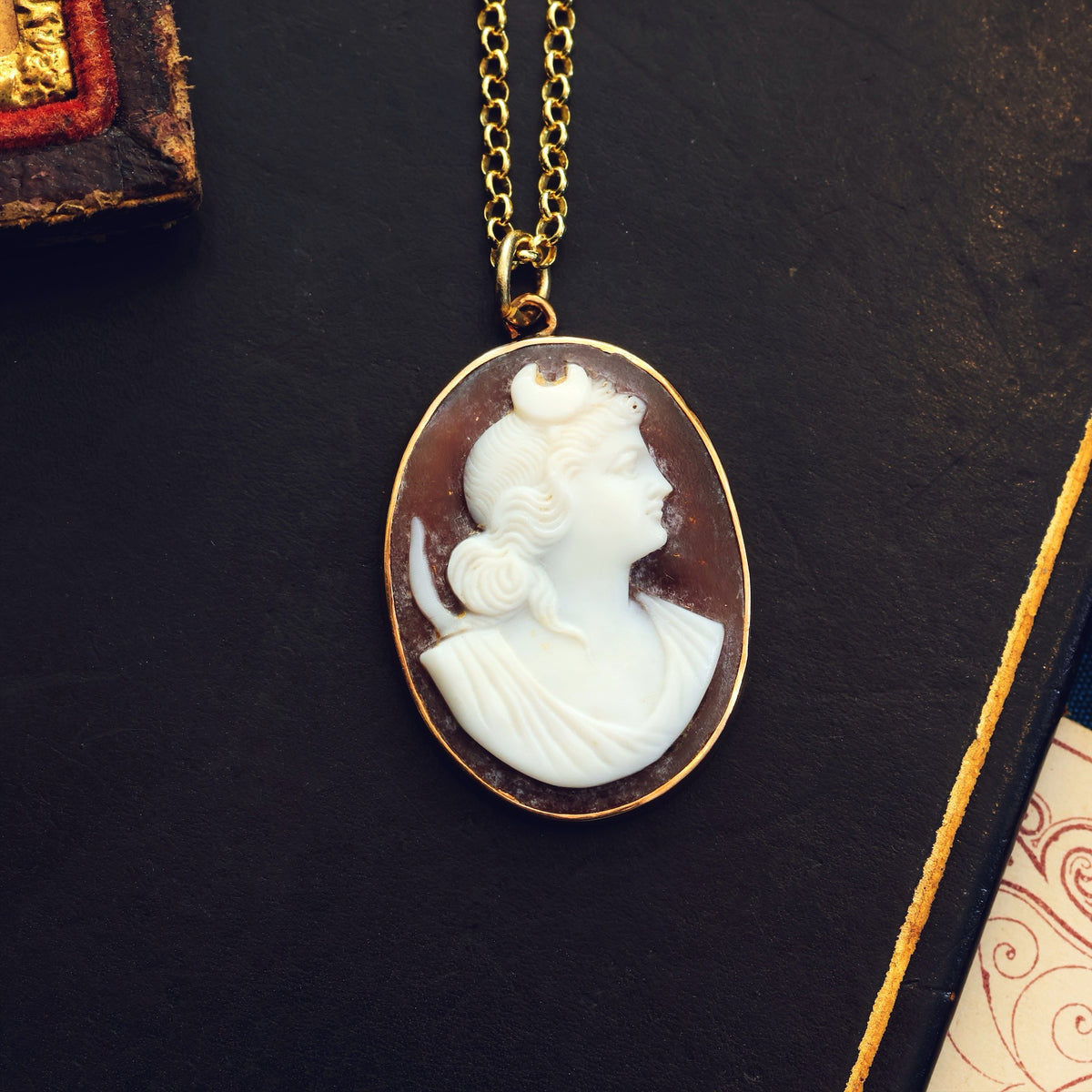 Antique Shell Cameo of Goddess Selene