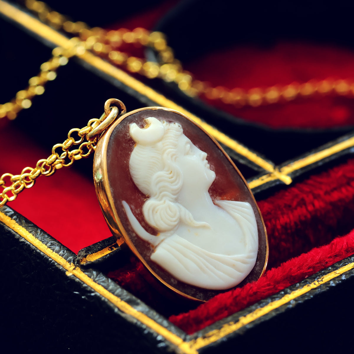 Antique Shell Cameo of Goddess Selene