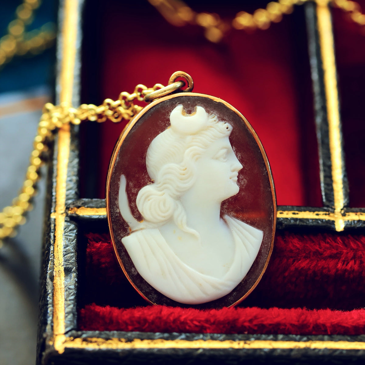Antique Shell Cameo of Goddess Selene