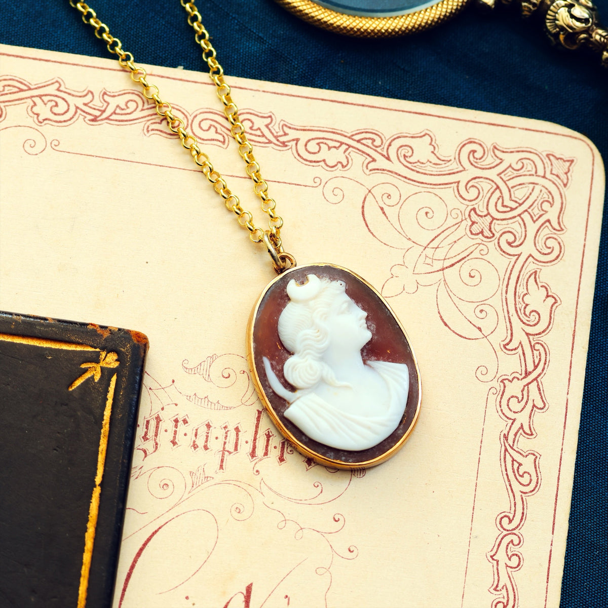 Antique Shell Cameo of Goddess Selene