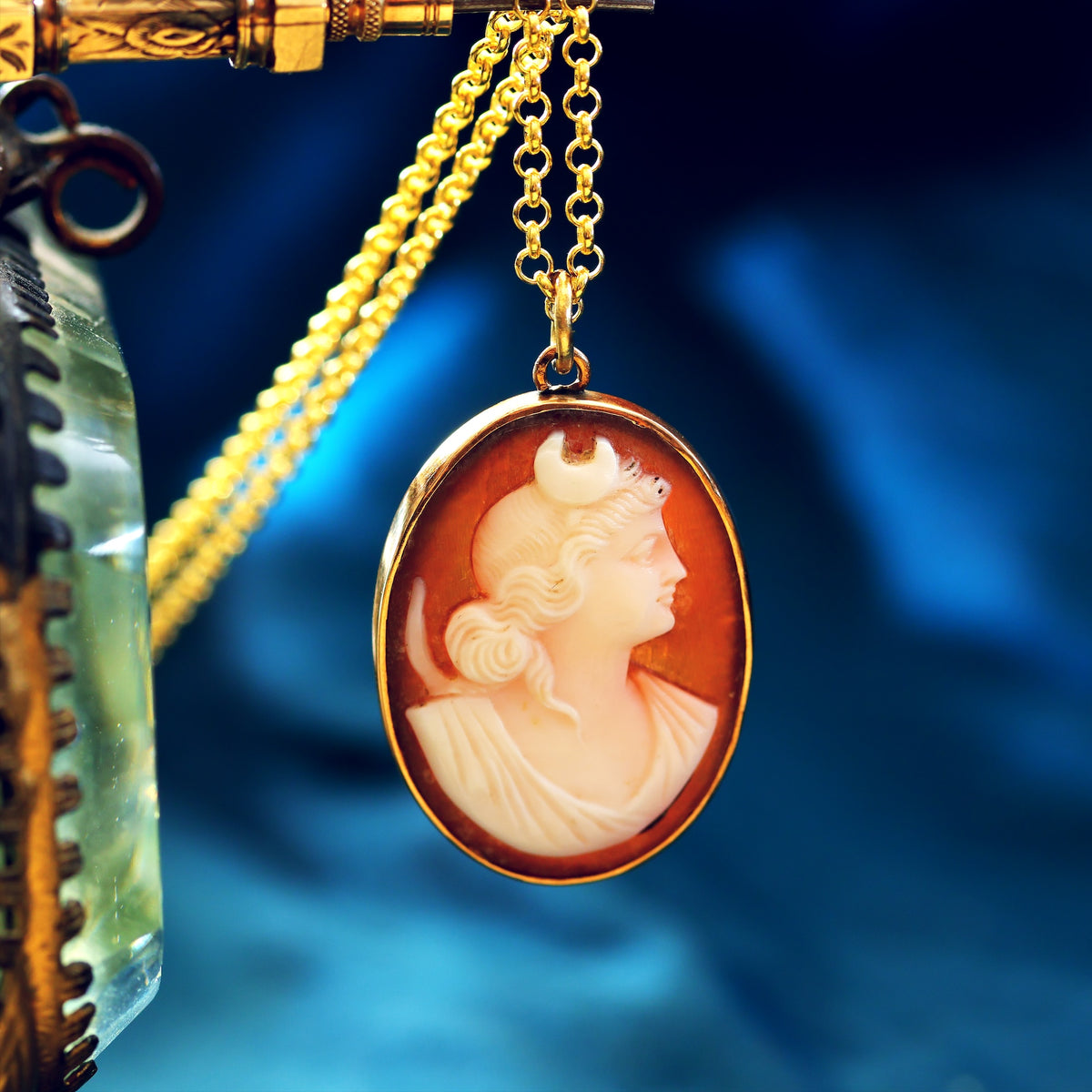 Antique Shell Cameo of Goddess Selene