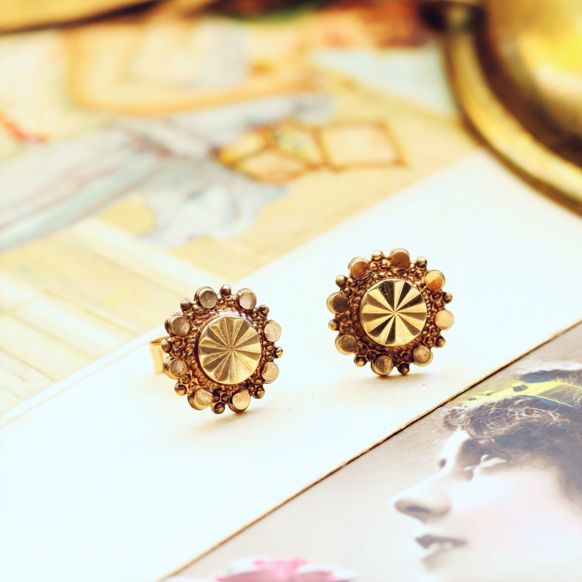 Date 1978 9ct Gold Historical Revival Style Earrings