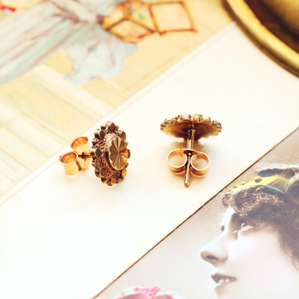Date 1978 9ct Gold Historical Revival Style Earrings