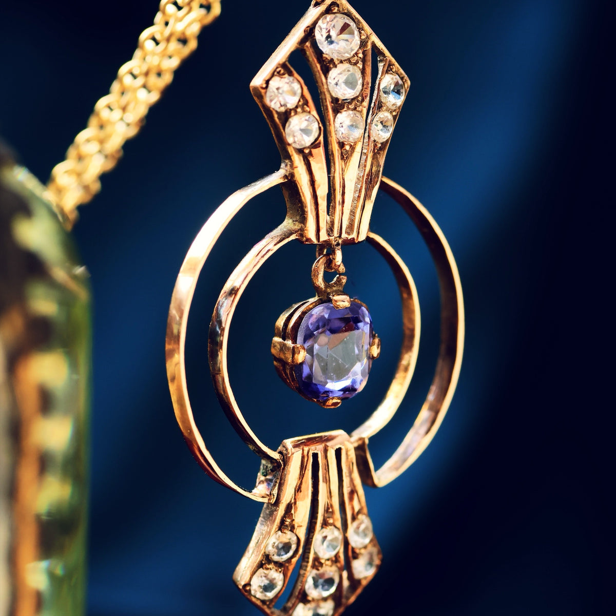 Vintage Art Deco Natural Ceylon Sapphire Pendant