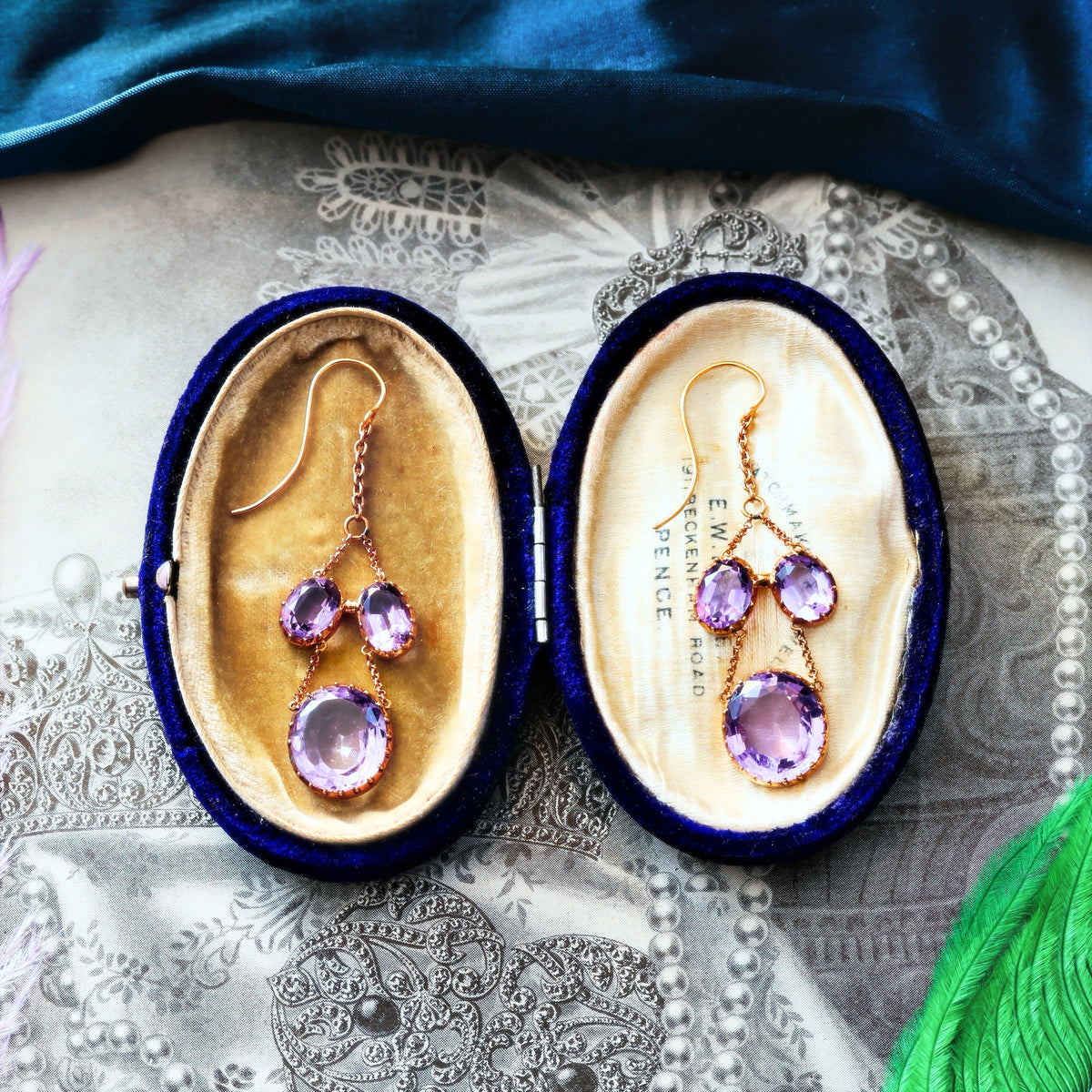 Rare Georgian Lavender Amethyst Girandole Earrings