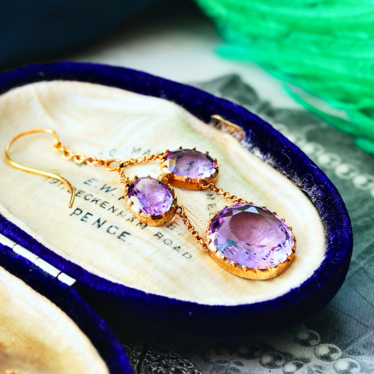 Rare Georgian Lavender Amethyst Girandole Earrings