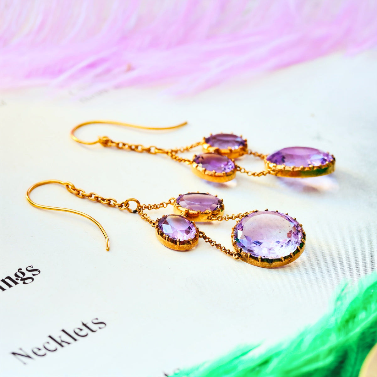 Rare Georgian Lavender Amethyst Girandole Earrings