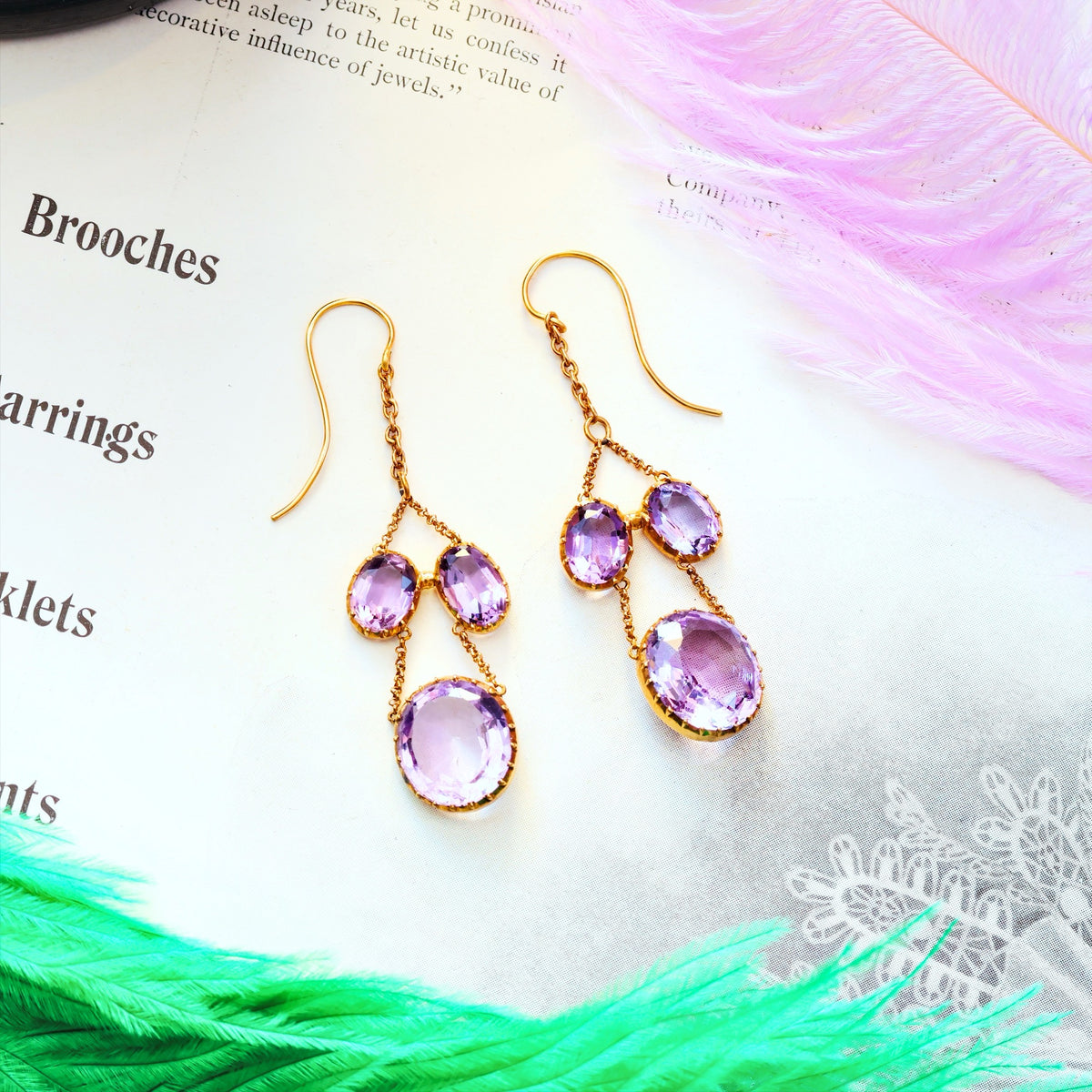 Rare Georgian Lavender Amethyst Girandole Earrings