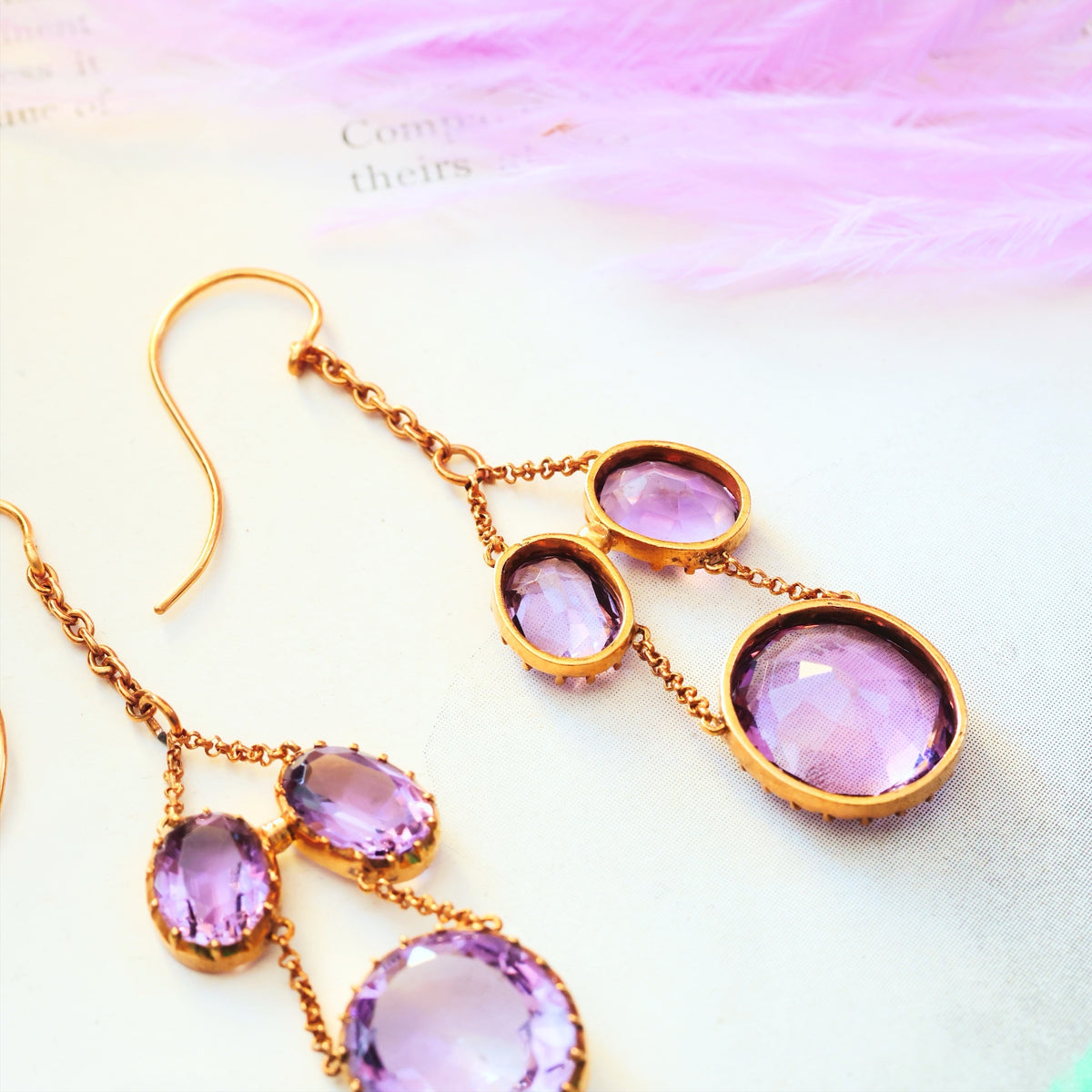 Rare Georgian Lavender Amethyst Girandole Earrings