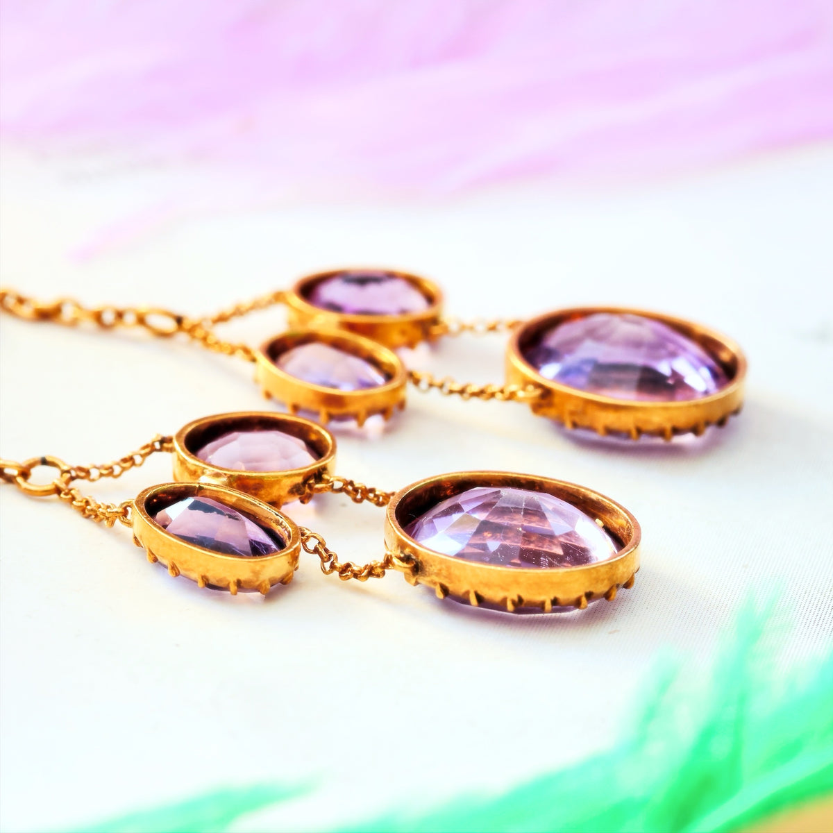 Rare Georgian Lavender Amethyst Girandole Earrings