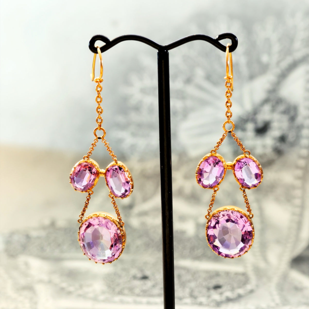 Rare Georgian Lavender Amethyst Girandole Earrings
