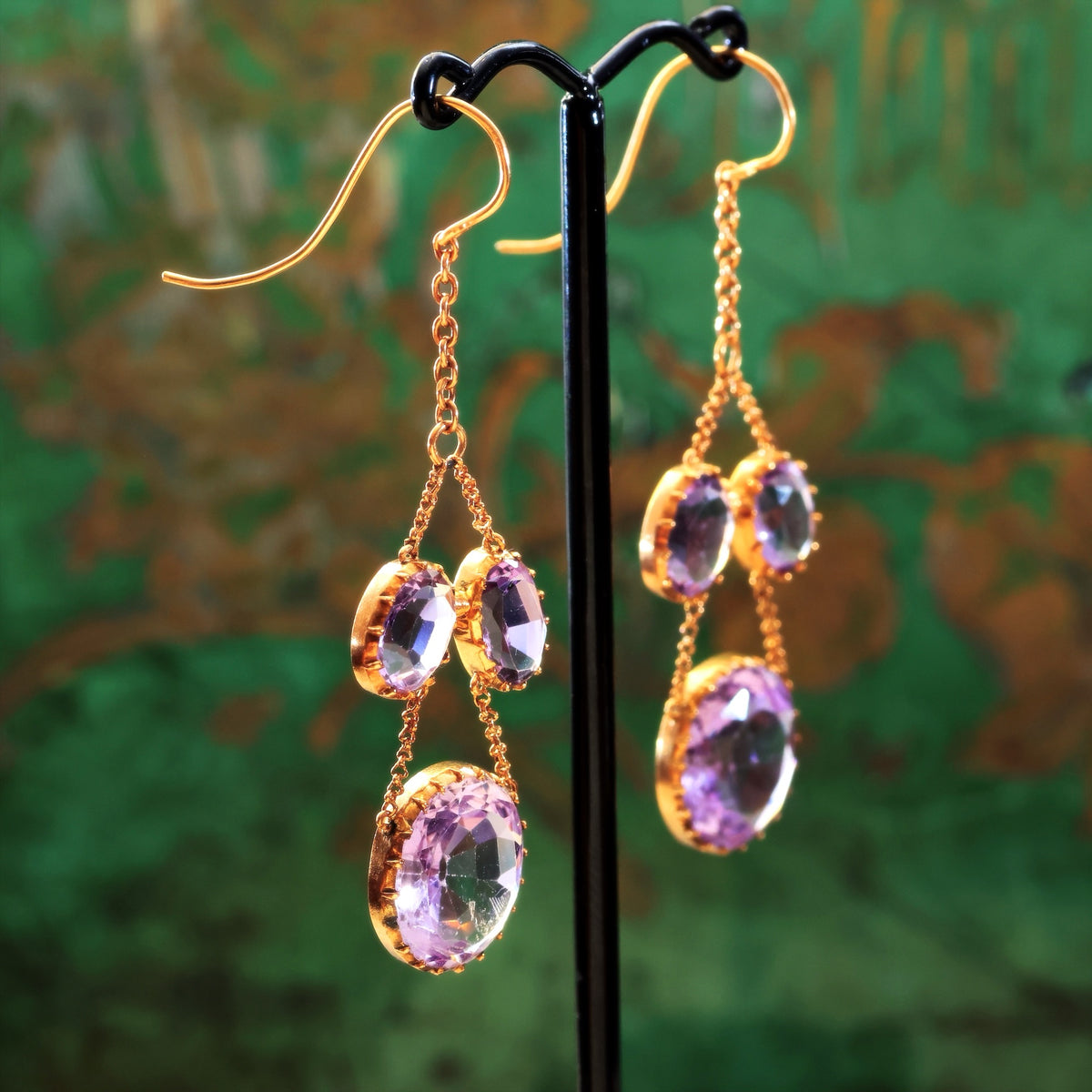 Rare Georgian Lavender Amethyst Girandole Earrings