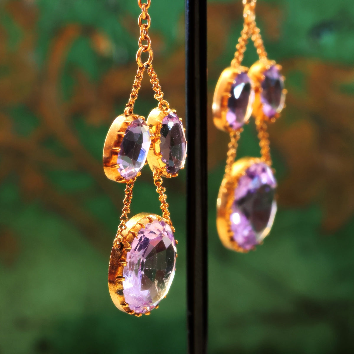 Rare Georgian Lavender Amethyst Girandole Earrings
