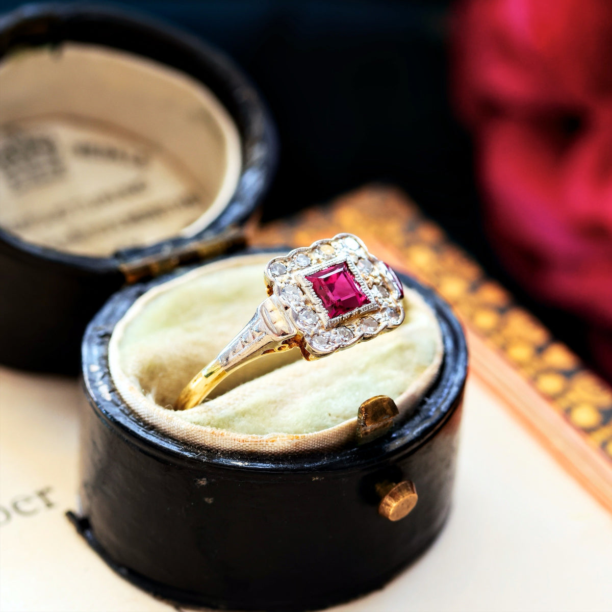 Vintage Art Deco Ruby & Diamond Engagement Ring