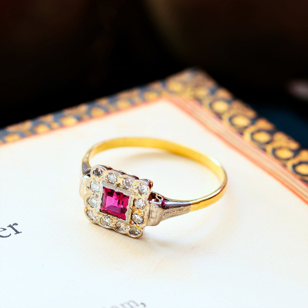 Vintage Art Deco Ruby & Diamond Engagement Ring