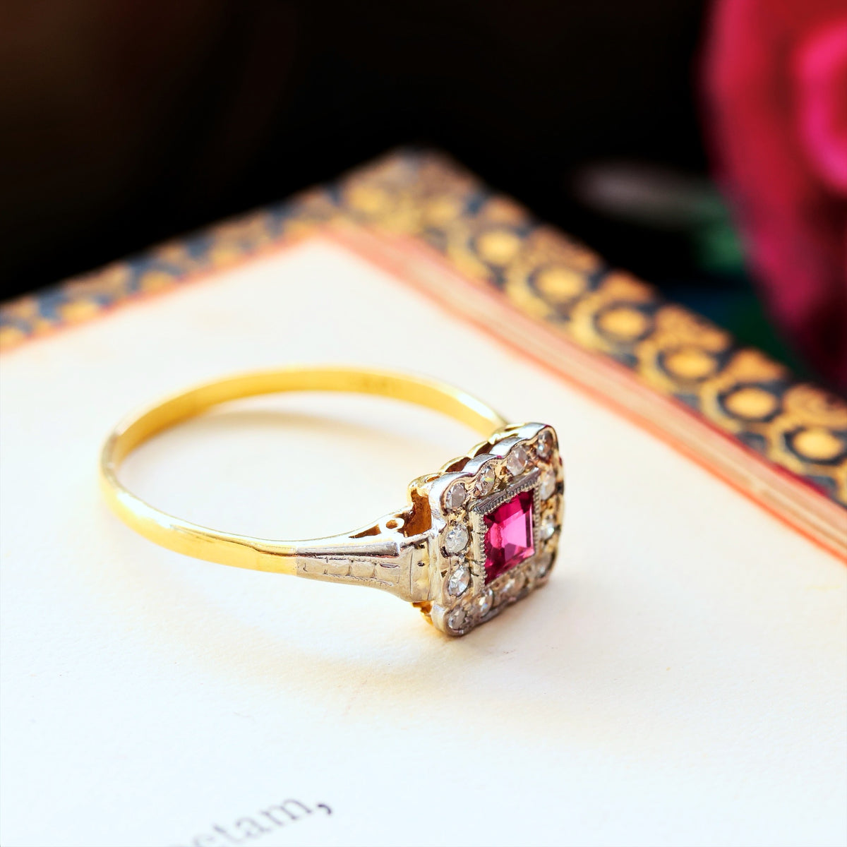 Vintage Art Deco Ruby & Diamond Engagement Ring