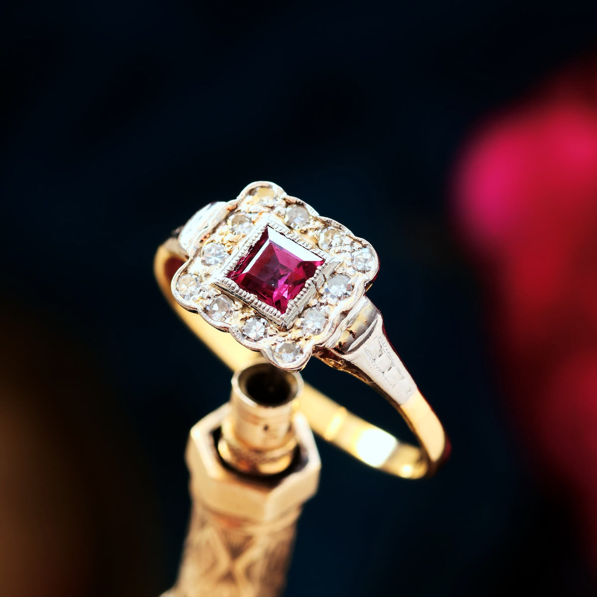 Vintage Art Deco Ruby & Diamond Engagement Ring