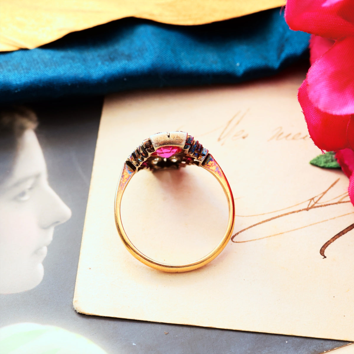 Sublime Vintage Art Deco Statement Ruby & Diamond Cocktail Ring