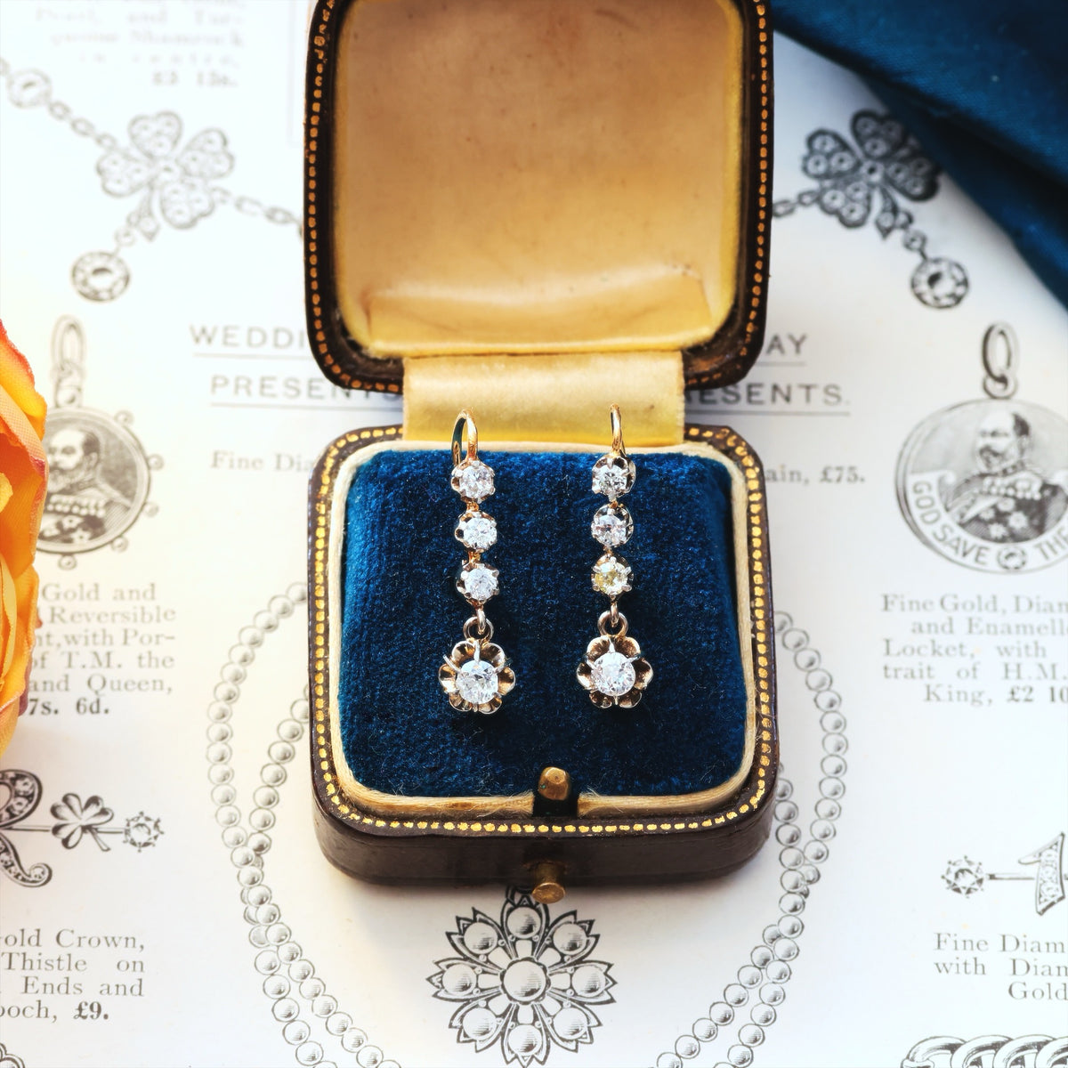 Tres Belle Vintage Diamond Drop Earrings