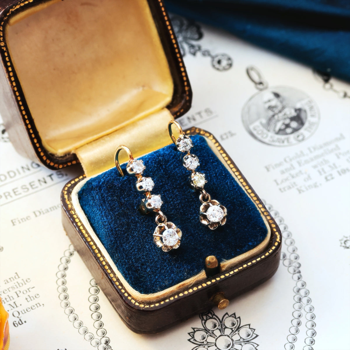 Tres Belle Vintage Diamond Drop Earrings