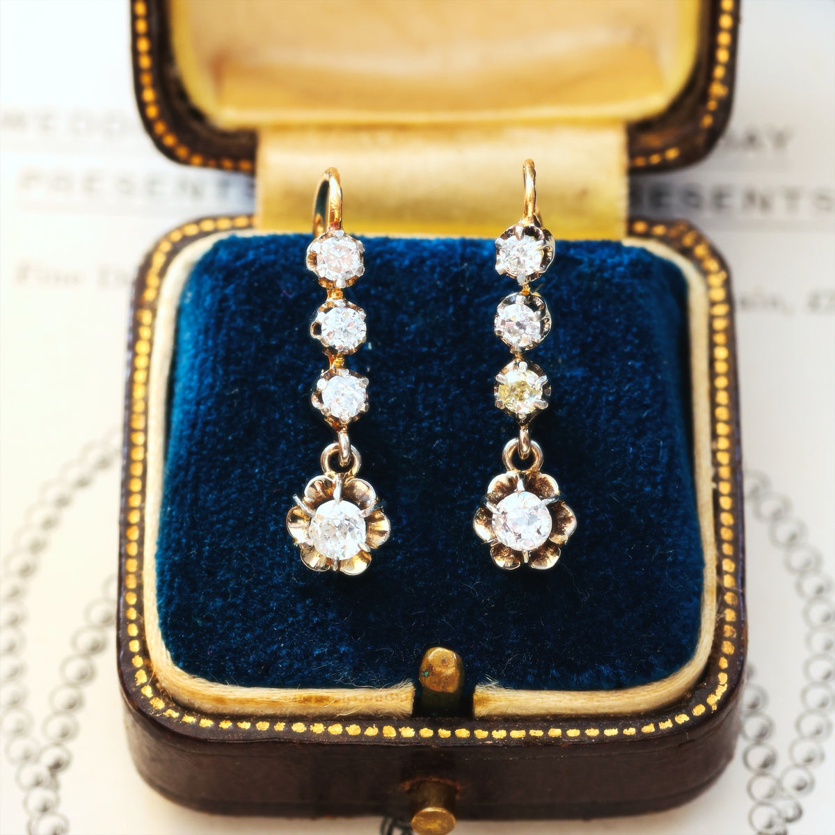 Tres Belle Vintage Diamond Drop Earrings